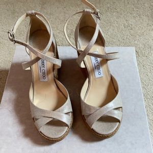Jimmy Choo natural/Silver espadrilles wedges
